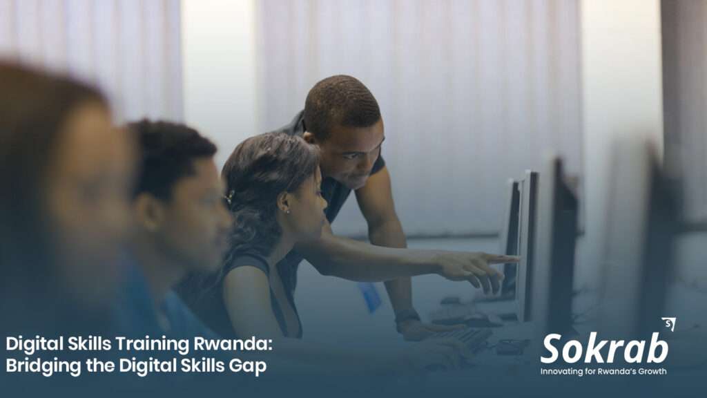 Professionals in Rwanda engaged in a corporate digital skills training session led by Sokrab Group.
