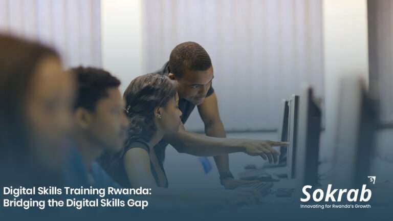 Professionals in Rwanda engaged in a corporate digital skills training session led by Sokrab Group.