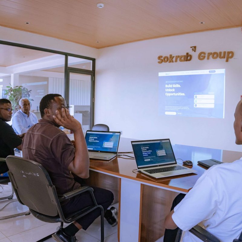 Team Sokrab colleagues collaborating on skills training programmes in Kigali
