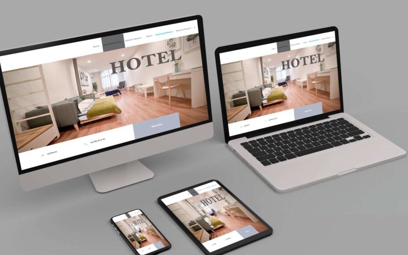 Responsive hote Responsive website design by Sokrab shown on multiple devices
